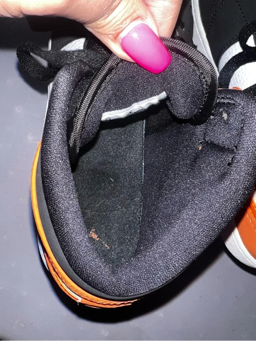 Jordan Kids Black White Orange Mid/High-Top Sneakers - Picture 4 of 10